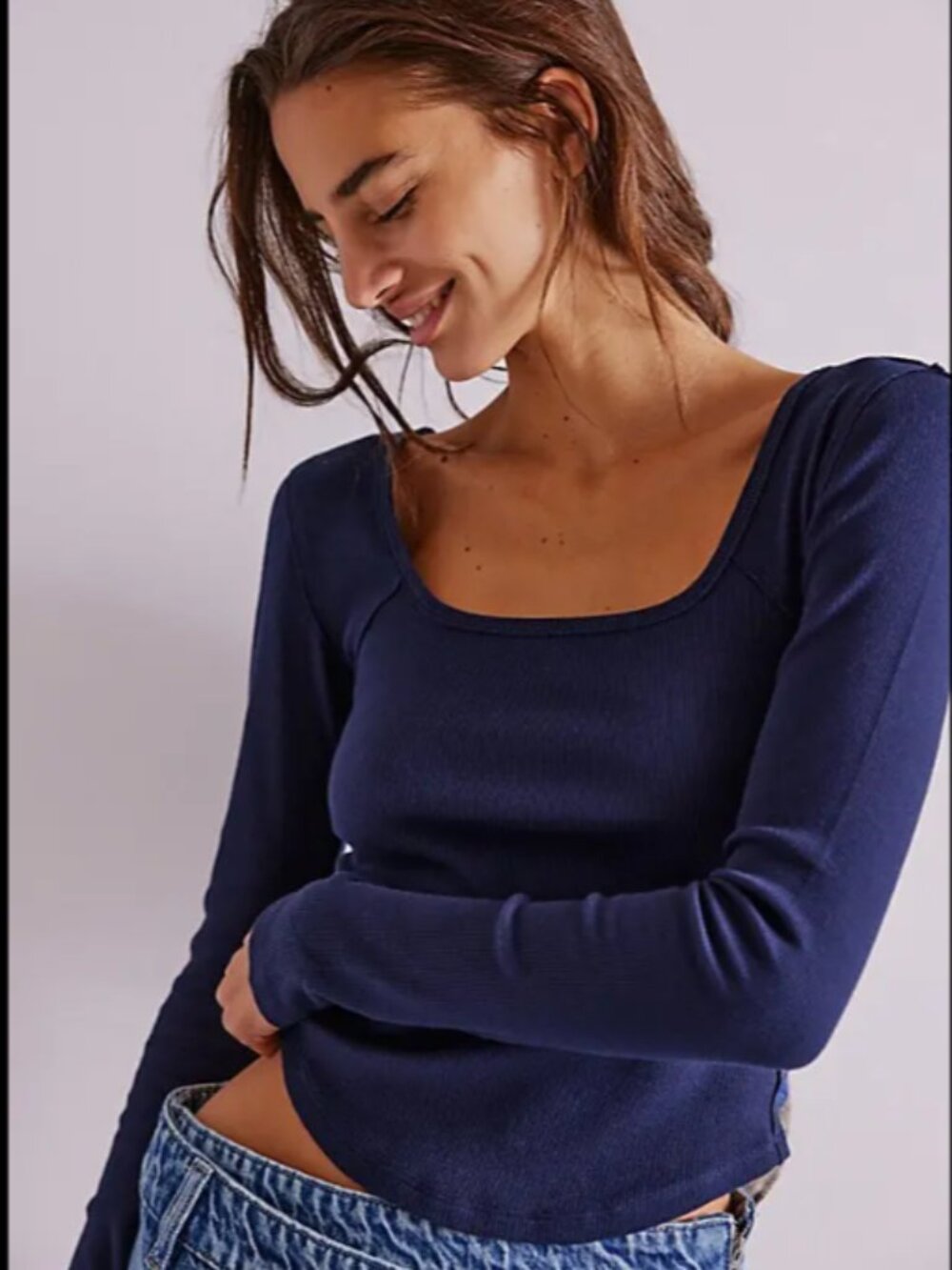 We The Free Hummingbird Long-Sleeve Top-Sold out online-Navy-Size XL